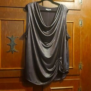 BNWOT Peace & Pearls deep purple sparkle tank top sz 3XL